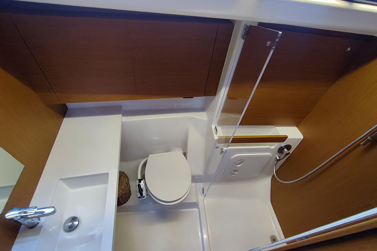Head on Idefix, a Beneteau First 44 sailboat at Lavreotiki Municipal Unit, Greece
