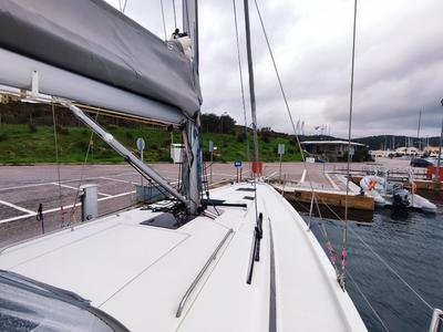 Deck of Idefix, a Beneteau First 44 sailboat at Lavreotiki Municipal Unit, Greece