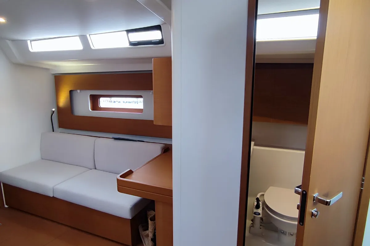 Head on Idefix, a Beneteau First 44 sailboat at Lavreotiki Municipal Unit, Greece