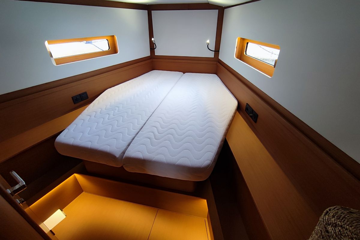Cabin on Idefix, a Beneteau First 44 sailboat at Lavreotiki Municipal Unit, Greece