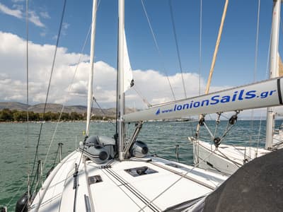 Deck of Pure Chaos, a Beneteau Oceanis 40.1 sailboat at Municipal Unit of Nea Peramos, Greece