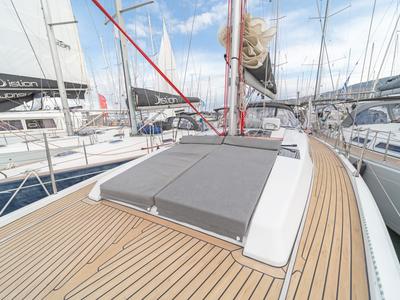 Deck of Caitlin of Lorne, a Hanse Yachts Hanse 455 sailboat at Kos, Greece