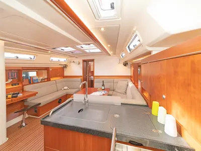 Galley of Caitlin of Lorne, a Hanse Yachts Hanse 455 sailboat at Kos, Greece