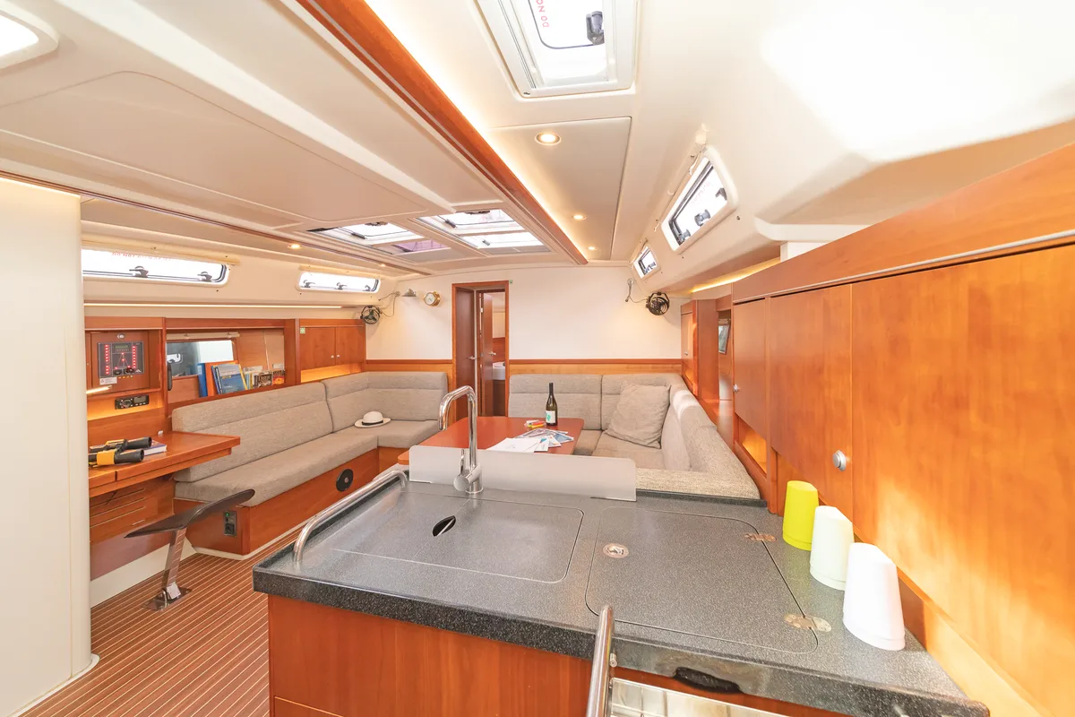 Galley of Caitlin of Lorne, a Hanse Yachts Hanse 455 sailboat at Kos, Greece