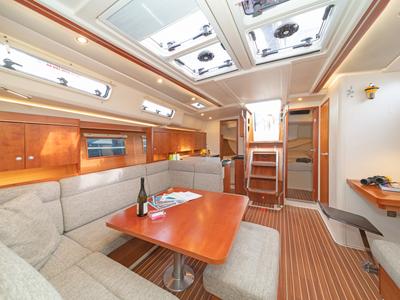 Salon of Caitlin of Lorne, a Hanse Yachts Hanse 455 sailboat at Kos, Greece
