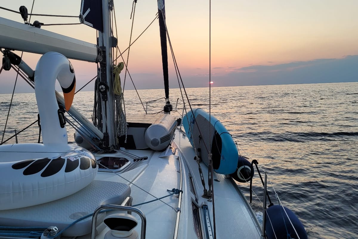 Deck of Black Pearl, a Bavaria 40 sailboat at Athens, Greece