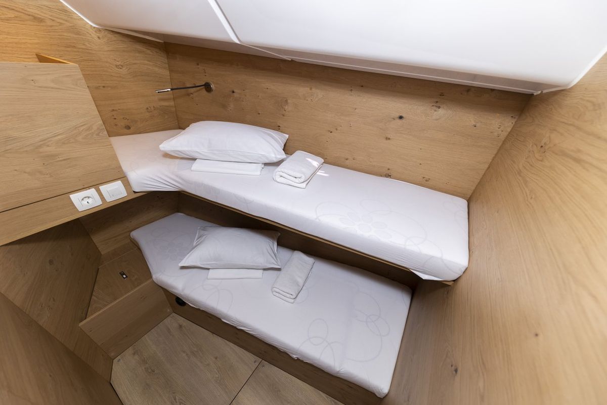 Cabin on Supreme, a Elan Impression 45 sailboat at Zadar, Croatia