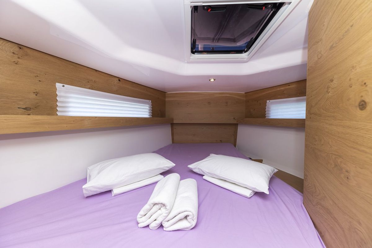 Cabin on Supreme, a Elan Impression 45 sailboat at Zadar, Croatia