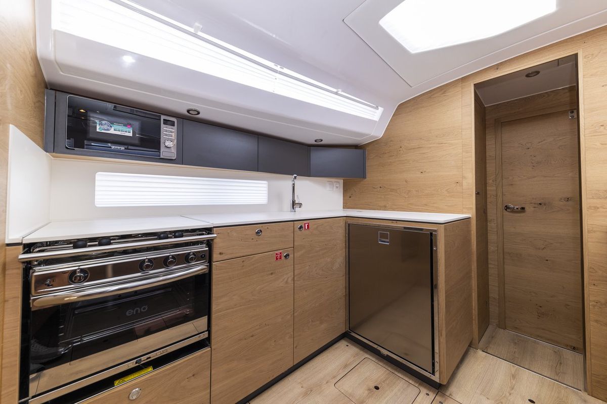 Galley of Supreme, a Elan Impression 45 sailboat at Zadar, Croatia
