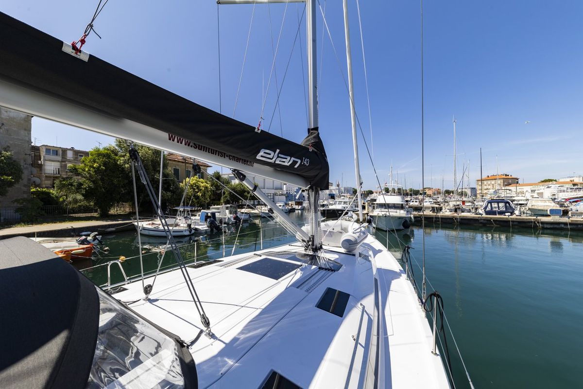 Deck of Supreme, a Elan Impression 45 sailboat at Zadar, Croatia