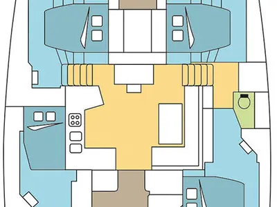 Floor plan of Madinina, a Lagoon 52 F catamaran at Lavreotiki Municipal Unit, Greece