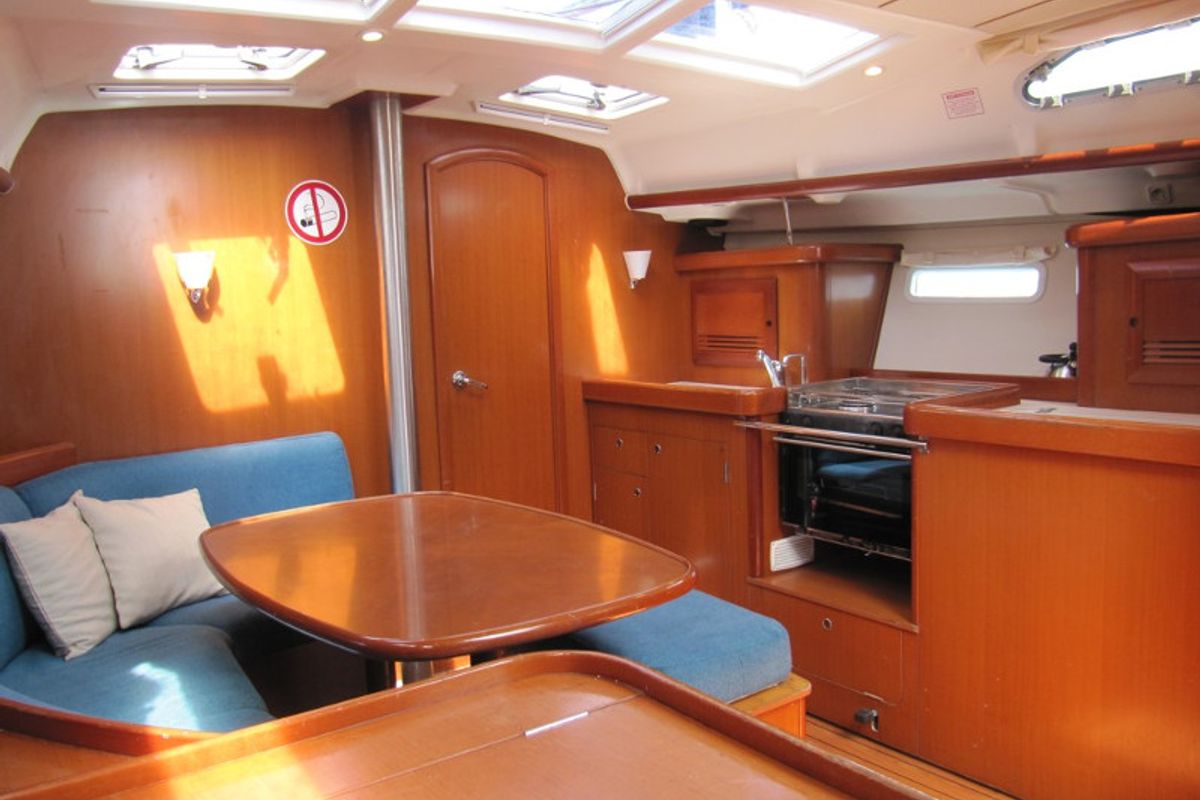 Galley of Mare, a Beneteau Oceanis 393 sailboat at Općina Marina, Croatia