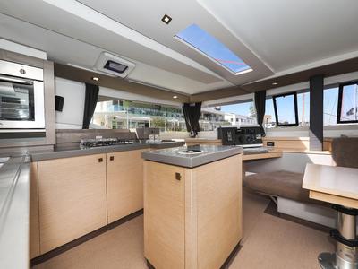 Galley of Tamara V, a Fountaine Pajot Saona 47 Quintet catamaran at Grad Trogir, Croatia