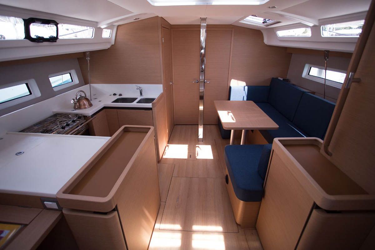 Salon of Martina, a Jeanneau Sun Odyssey 440 sailboat at Seget Donji, Croatia