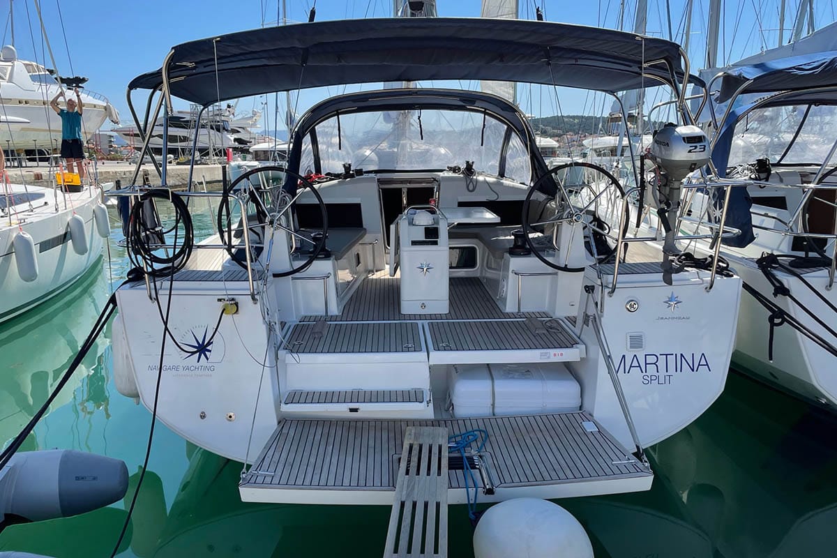 Exterior view of Martina, a Jeanneau Sun Odyssey 440 sailboat at Seget Donji, Croatia