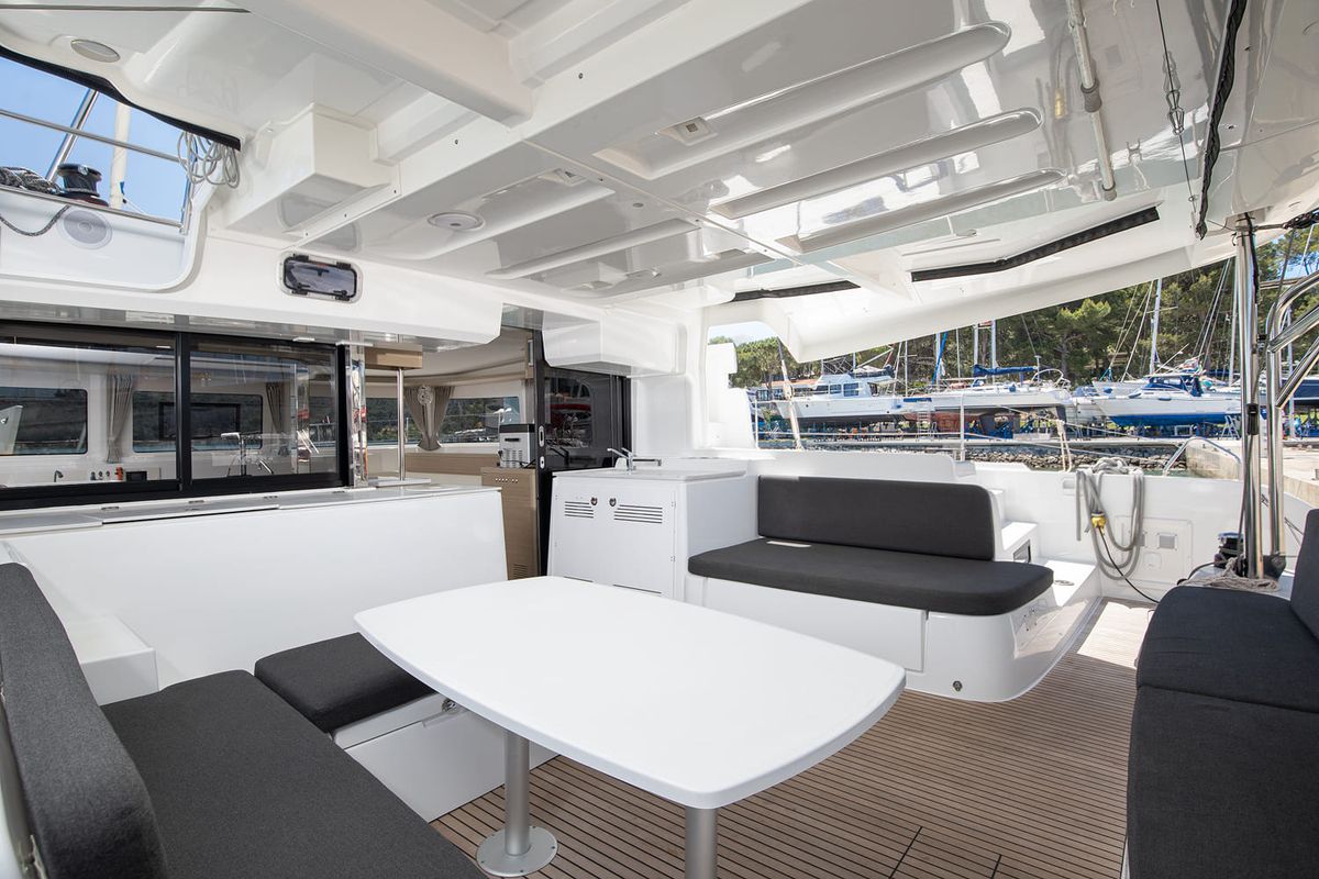 Deck of Manta Maris, a Lagoon 46 catamaran at Općina Medulin, Croatia