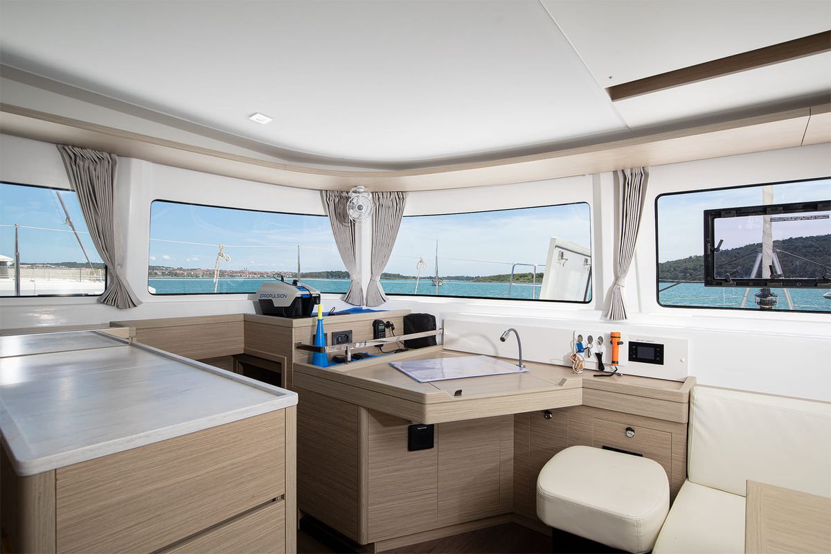 Salon of Manta Maris, a Lagoon 46 catamaran at Općina Medulin, Croatia