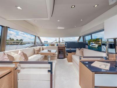 Salon of ALuMa D.B., a Prestige 460 motorboat at Castellammare di Stabia, Italy