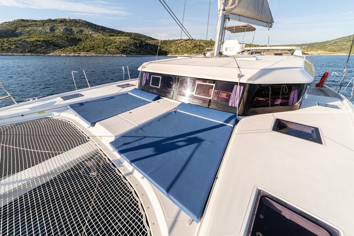 Deck of Uno, a Dufour 48 Catamaran catamaran at Primošten, Croatia