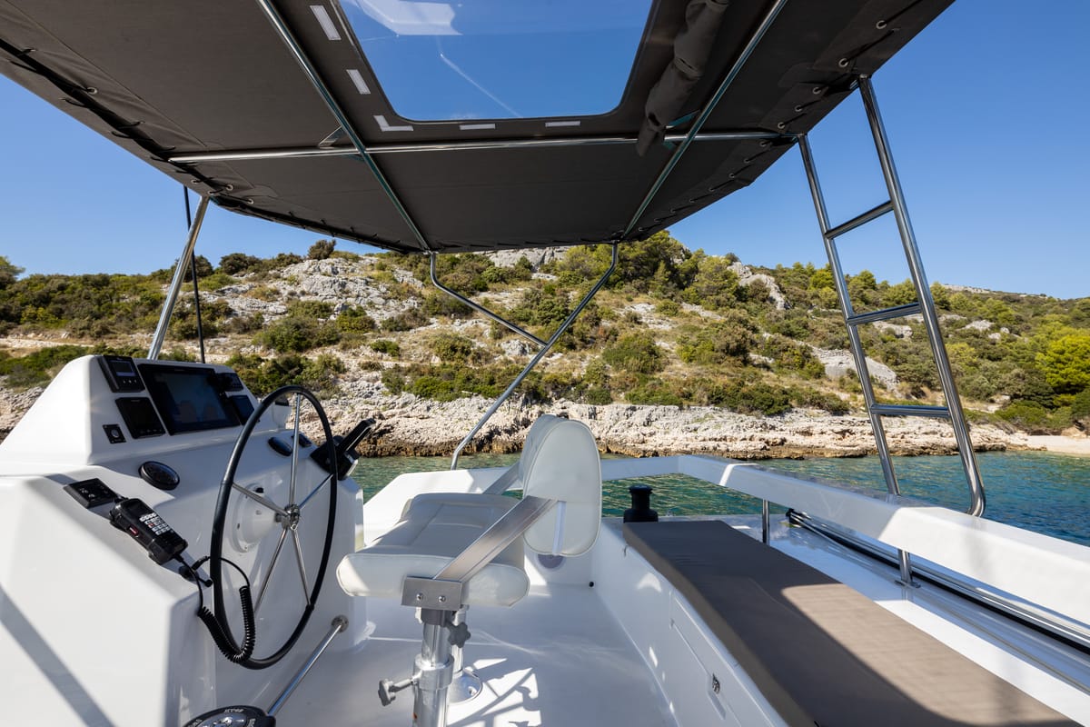 Galley of Uno, a Dufour 48 Catamaran catamaran at Primošten, Croatia