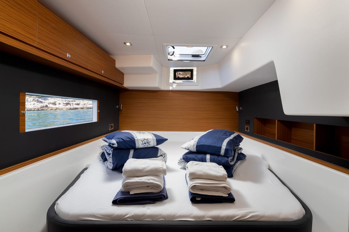 Cabin on Uno, a Dufour 48 Catamaran catamaran at Primošten, Croatia