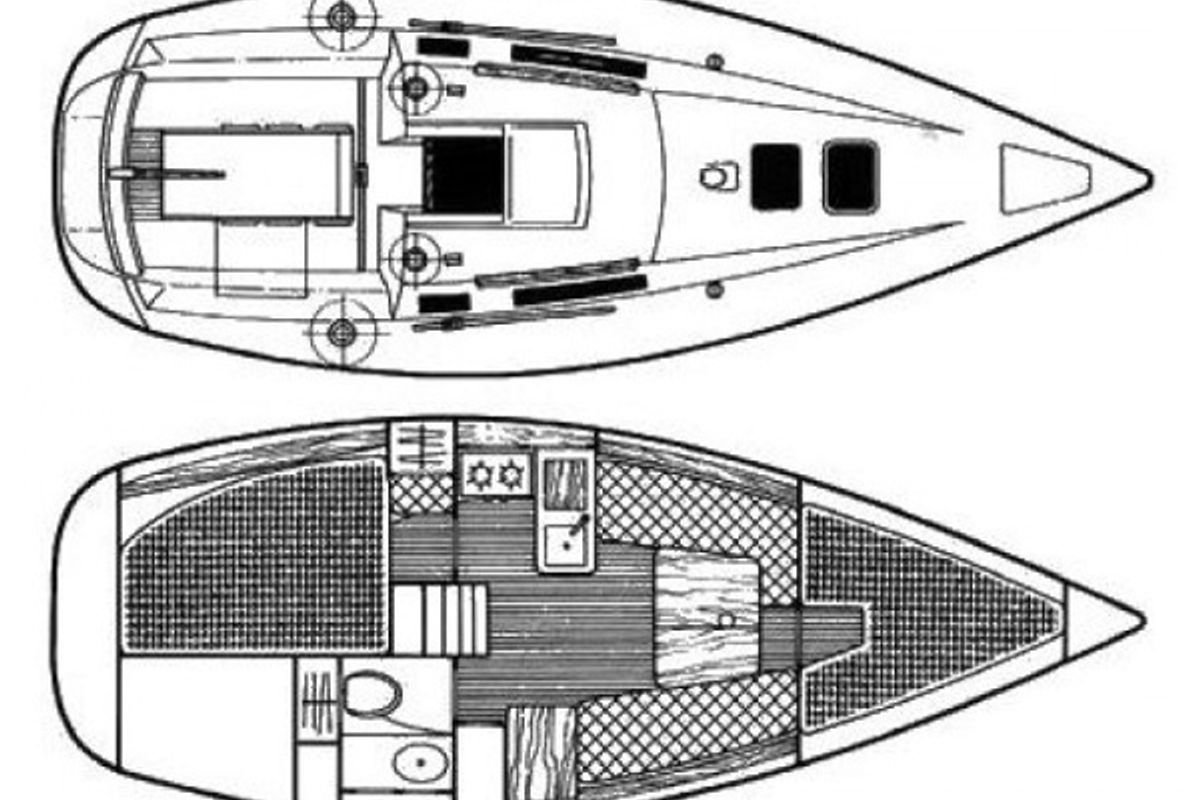 Floor plan of Seagull, a Beneteau First 285 sailboat at Yerseke, Netherlands