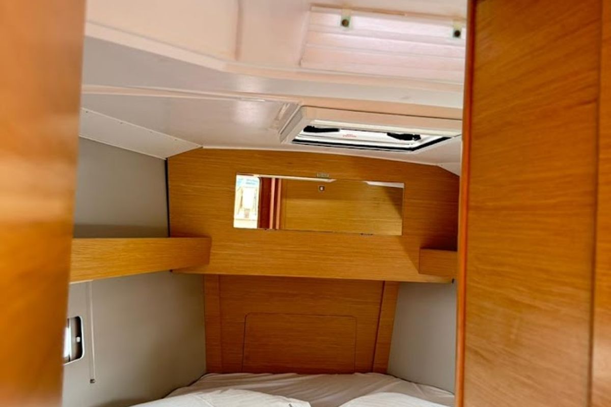 Cabin on Theodora, a Dufour 390 sailboat at Preveza, Greece