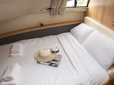 Cabin on Classique Star - Budget 2, a Cygnet Classique Star motorboat at Vinkeveen, Netherlands