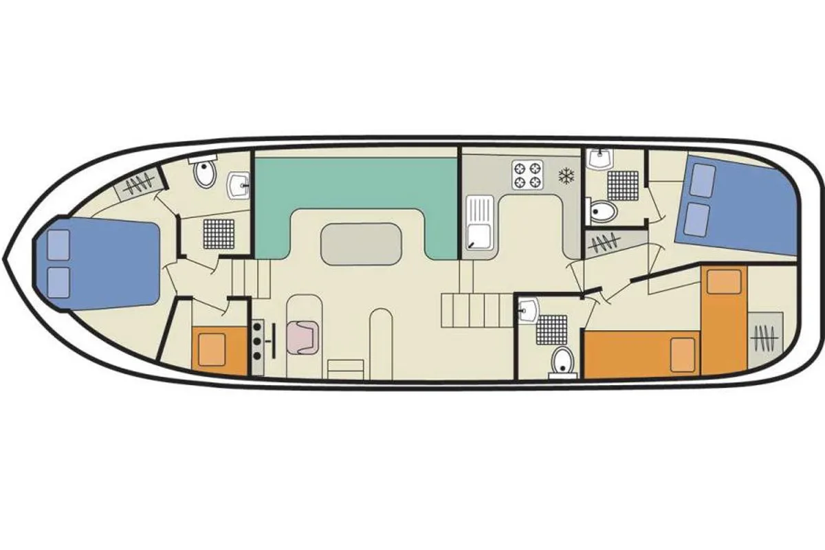 Floor plan of Shannon Star - Budget 4, a Cygnet Shannon Star motorboat at Connaught Harbour, Ireland