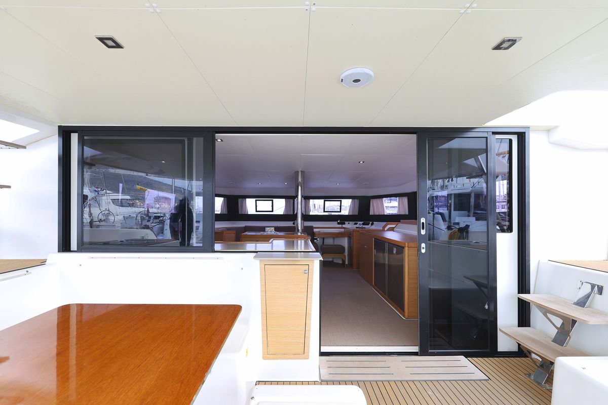 Deck of Be Mine, a Dufour 48 Catamaran catamaran at Općina Rogoznica, Croatia
