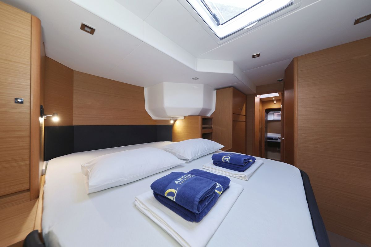 Cabin on Be Mine, a Dufour 48 Catamaran catamaran at Općina Rogoznica, Croatia