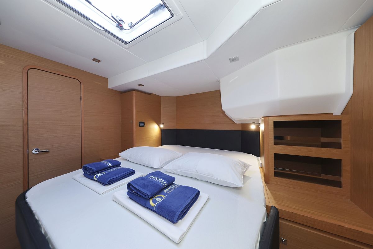 Cabin on Be Mine, a Dufour 48 Catamaran catamaran at Općina Rogoznica, Croatia