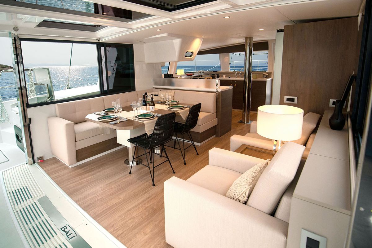 Salon of Eileen, a Bali 4.4 catamaran at Dubrovnik, Croatia
