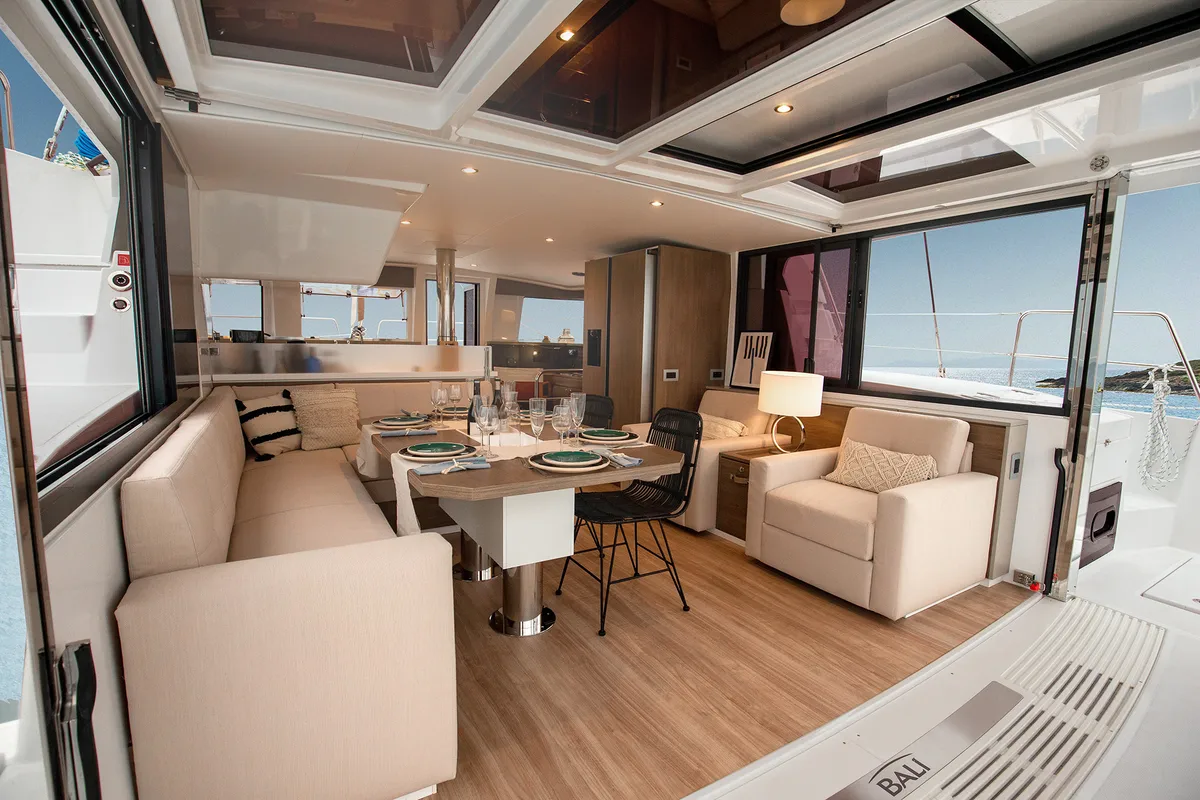 Salon of Eileen, a Bali 4.4 catamaran at Dubrovnik, Croatia