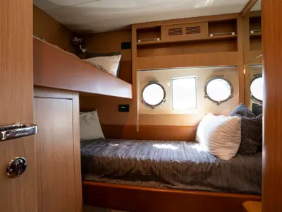 Cabin on Headquarters, a Riva 63 Virtus yacht at Palma de Mallorca, Spain