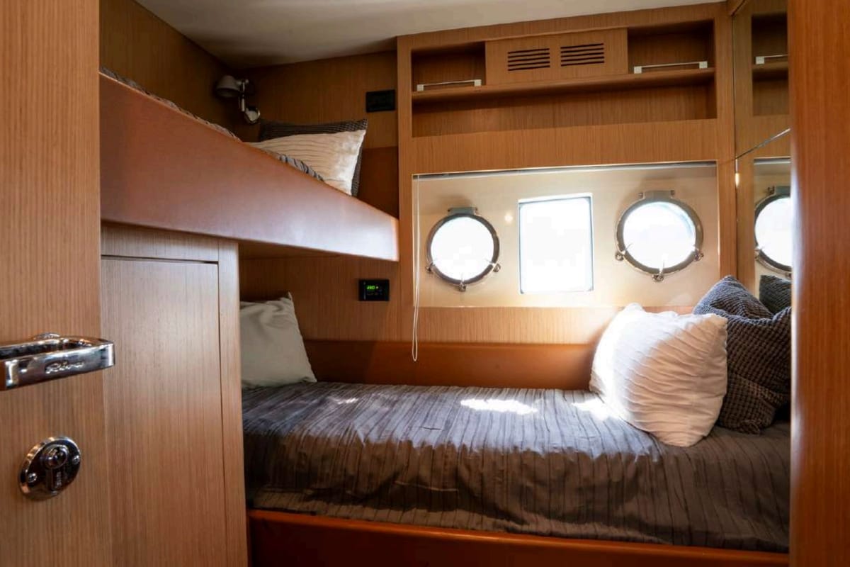 Cabin on Headquarters, a Riva 63 Virtus yacht at Palma de Mallorca, Spain