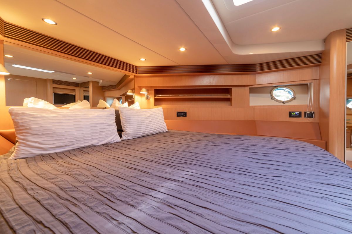 Cabin on Headquarters, a Riva 63 Virtus yacht at Palma de Mallorca, Spain