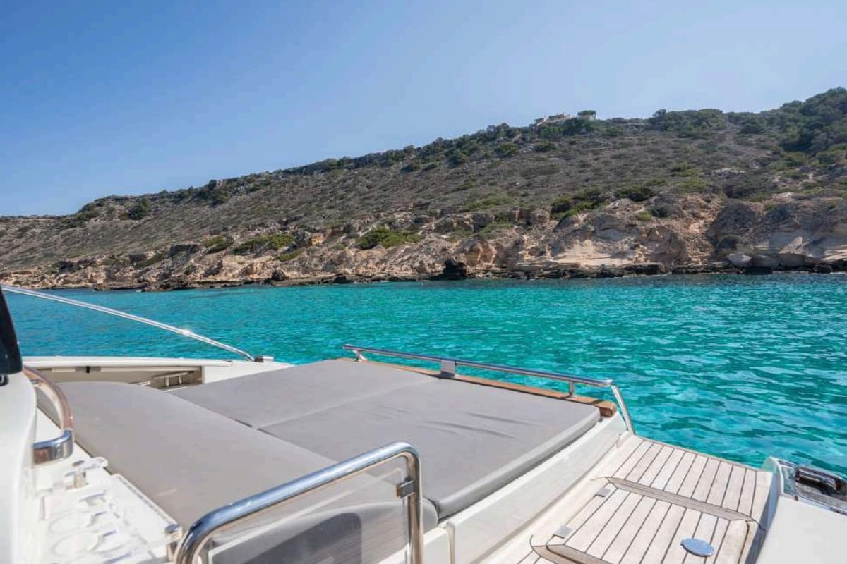 Deck of Headquarters, a Riva 63 Virtus yacht at Palma de Mallorca, Spain