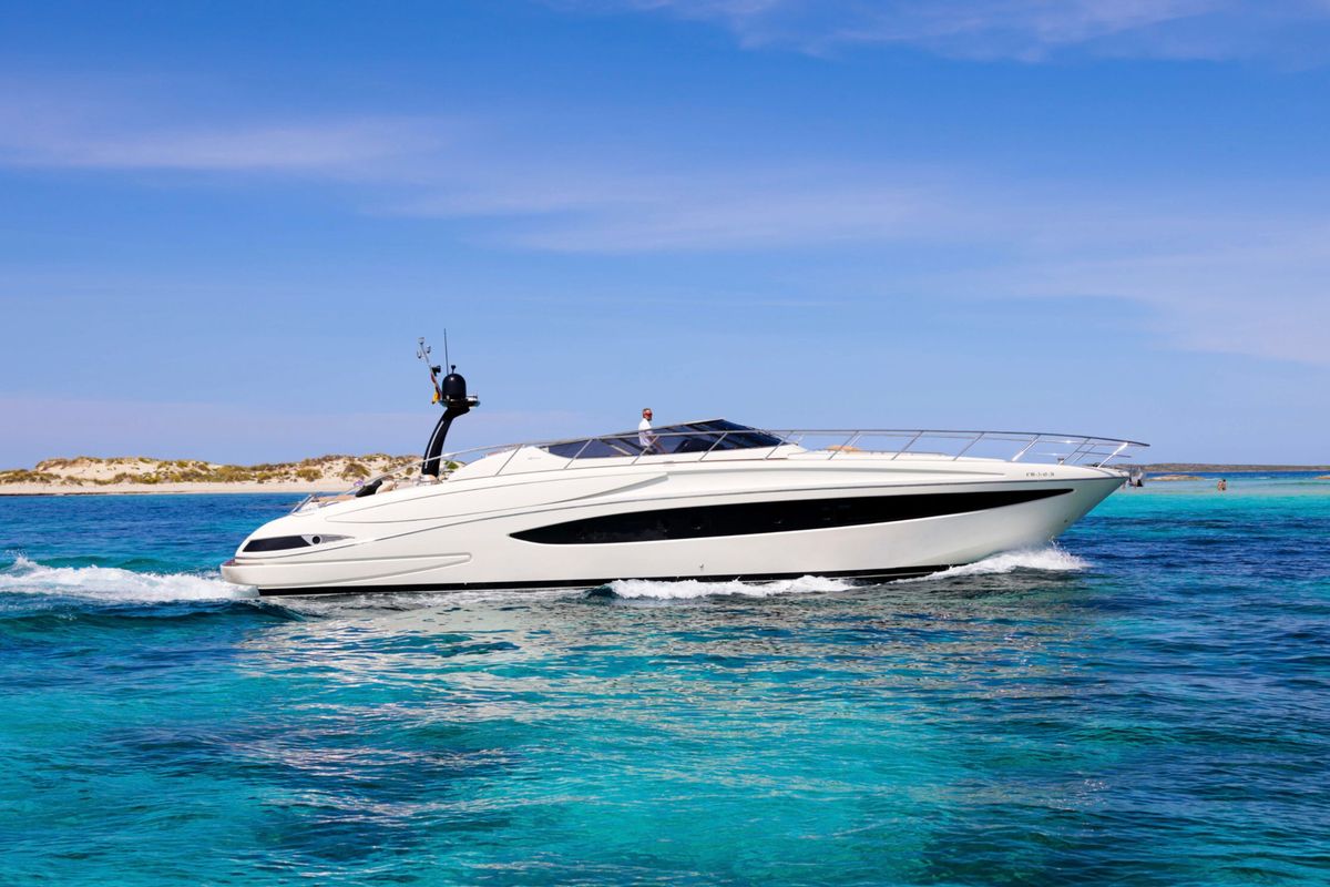 Exterior view of Headquarters, a Riva 63 Virtus yacht at Palma de Mallorca, Spain