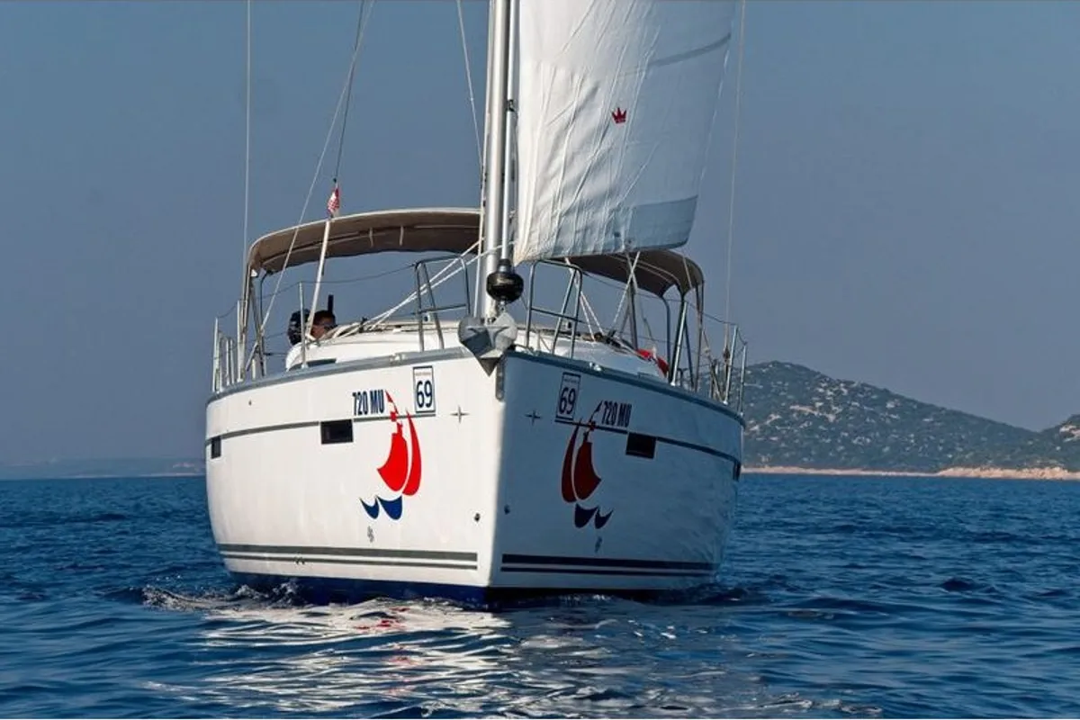 Exterior view of MH 57, a Bavaria Cruiser 41 sailboat at Murter, Croatia