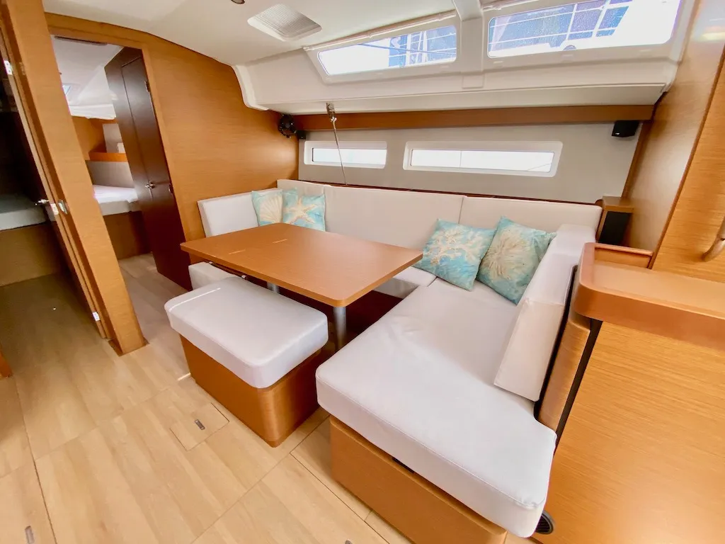 Salon of PERSIK, a Jeanneau Sun Odyssey 490 sailboat at Grad Šibenik, Croatia