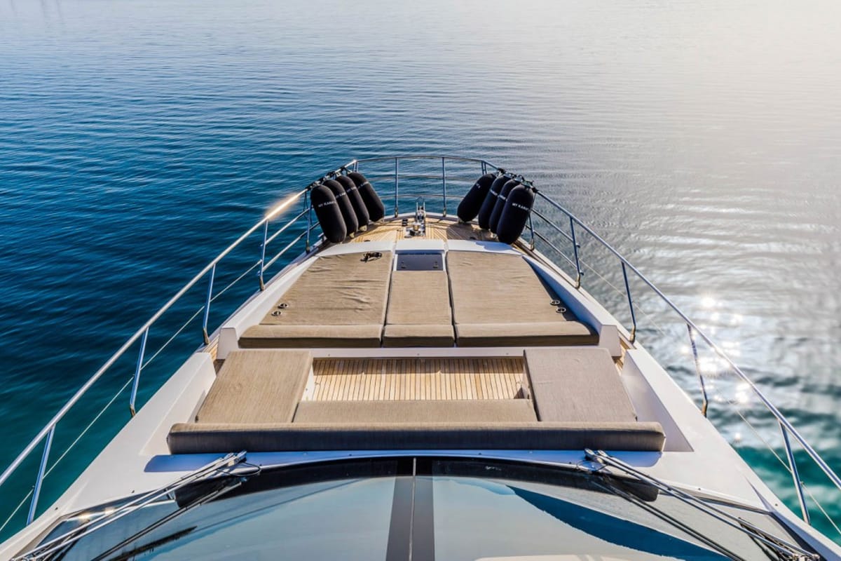 Deck of My Karat II, a Azimut 66 yacht at Grad Kaštela, Croatia