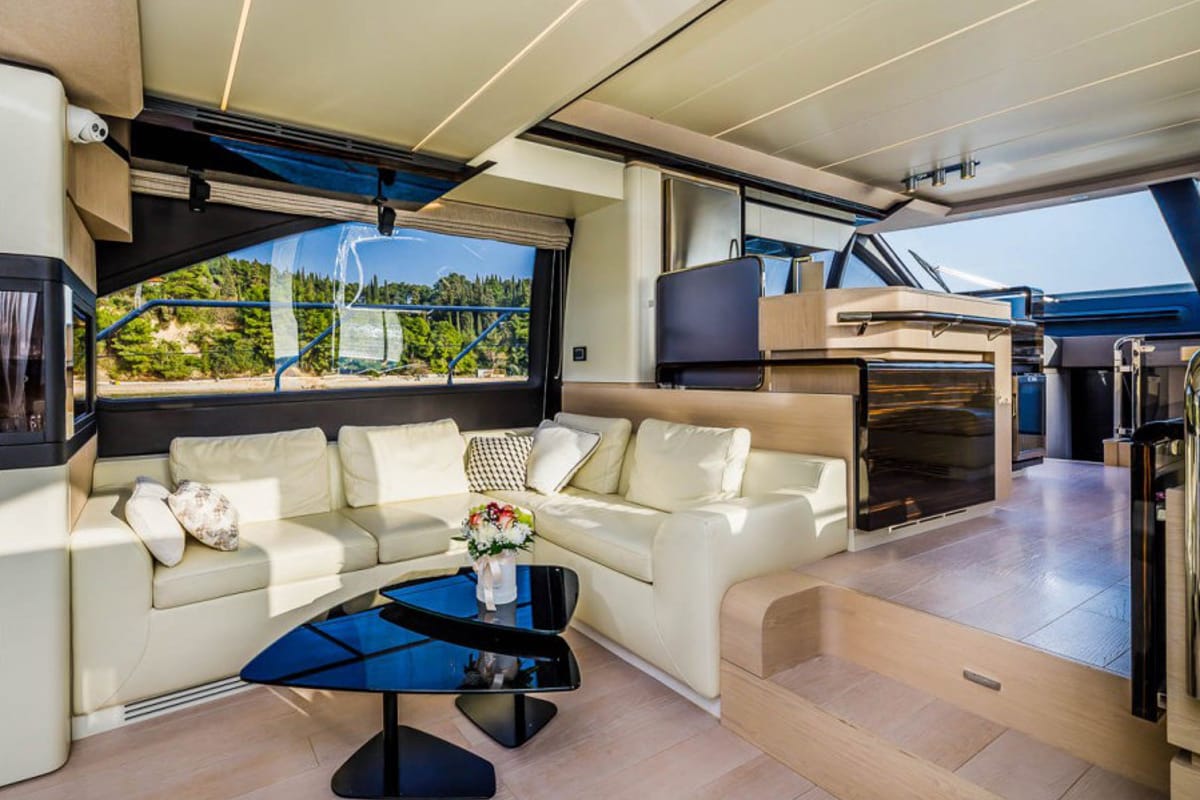 Salon of My Karat II, a Azimut 66 yacht at Grad Kaštela, Croatia