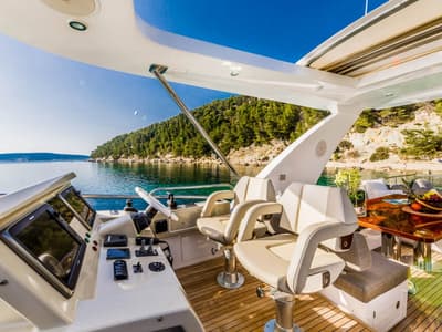 Cockpit of My Karat II, a Azimut 66 yacht at Grad Kaštela, Croatia