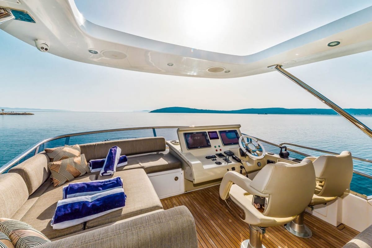 Cockpit of My Karat II, a Azimut 66 yacht at Grad Kaštela, Croatia