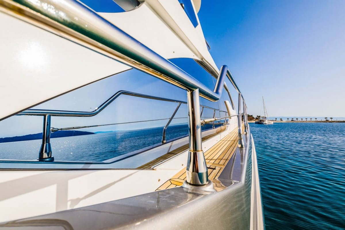 Deck of My Karat II, a Azimut 66 yacht at Grad Kaštela, Croatia
