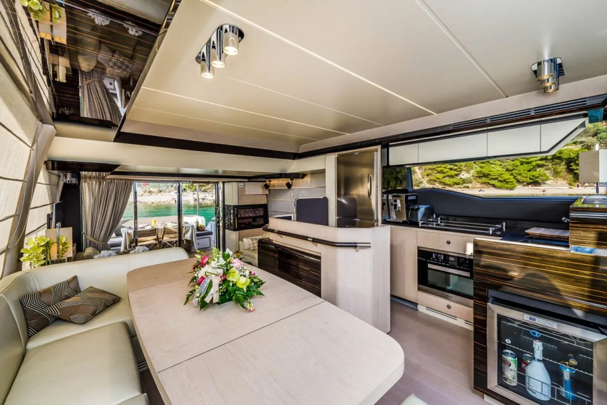 Salon of My Karat II, a Azimut 66 yacht at Grad Kaštela, Croatia
