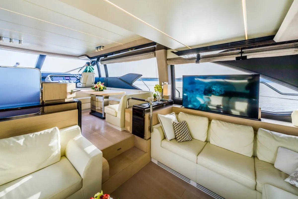 Salon of My Karat II, a Azimut 66 yacht at Grad Kaštela, Croatia