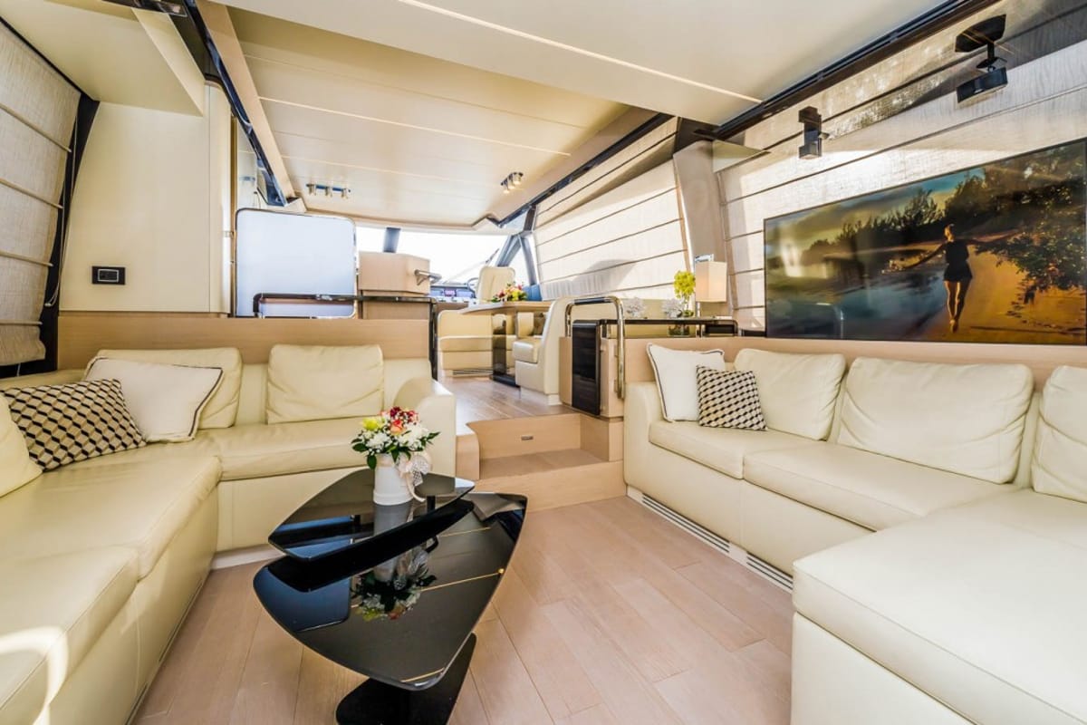 Salon of My Karat II, a Azimut 66 yacht at Grad Kaštela, Croatia