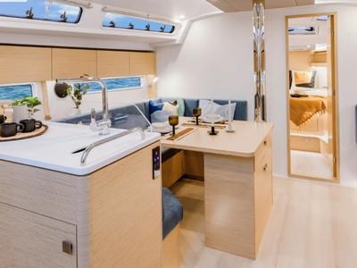 Salon of Capi'10, a Hanse Yachts Hanse 410 sailboat at Marseille, France